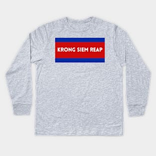 Krong Siem Reap City in Cambodian Flag Colors Kids Long Sleeve T-Shirt